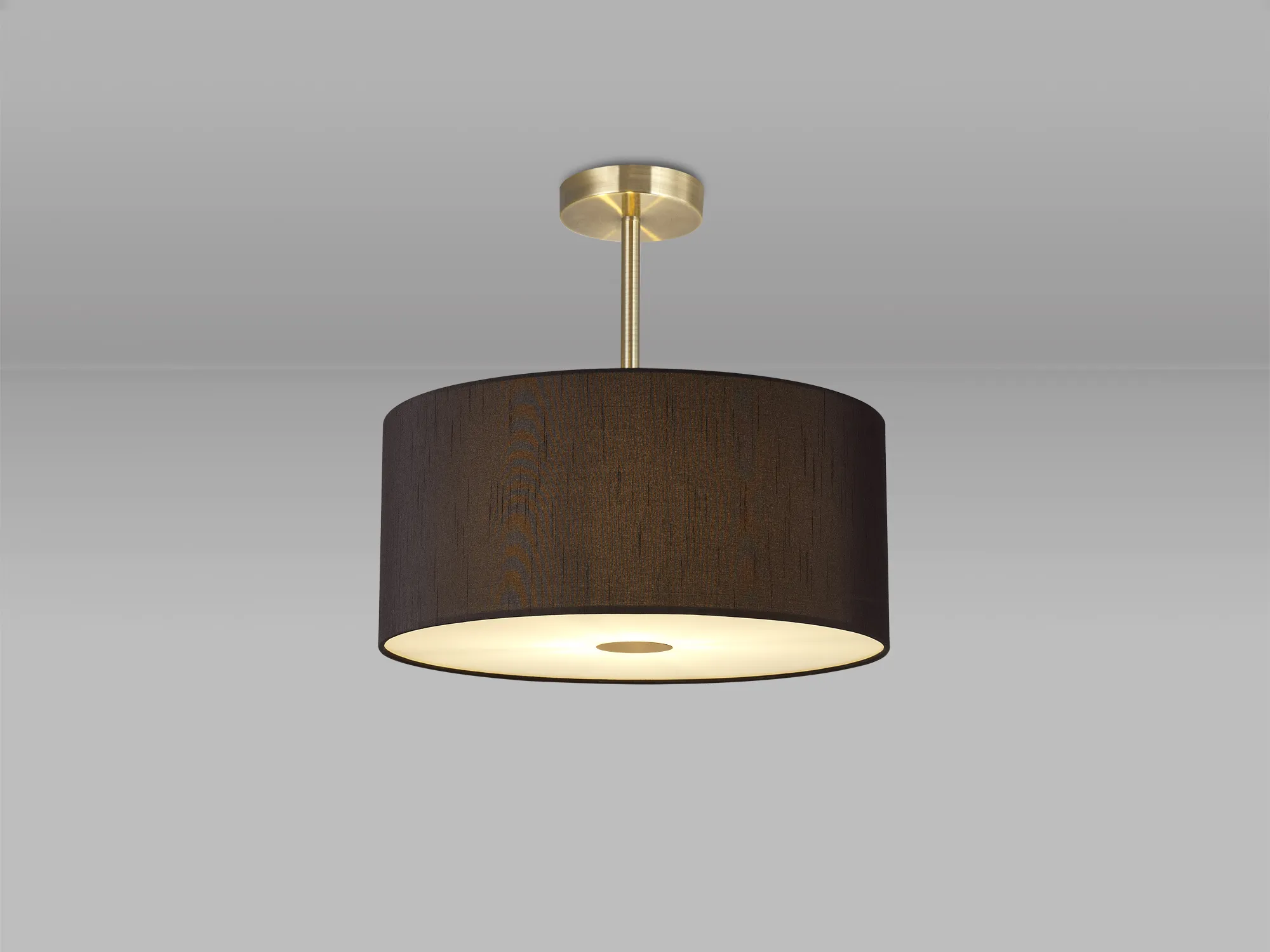 Baymont 40cm Semi Flush 3 Light Antique Brass, Black, Frosted Diffuser DK0379  Deco Baymont AB BL